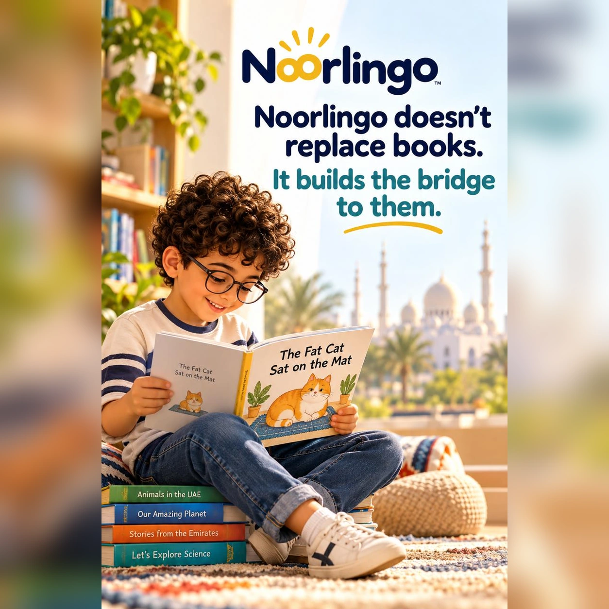 A Noorlingo learner builds foundational reading skills with a picture book